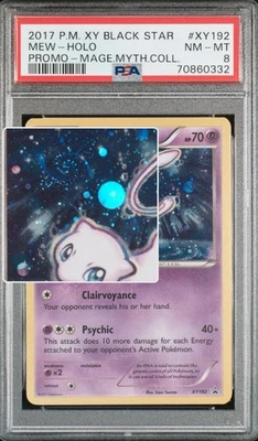 2017 Pokemon XY Mew Holo XY192 Black Star Promo Myth Coll. with Huge Swirl PSA 8 - Image 1 of 3