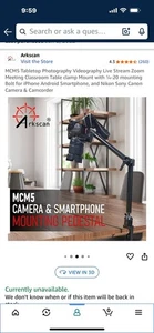 Overhead Kamerahalterung Flexibler Gelenkarm Ständer für Handy oder Kamera - Bild 1 von 15