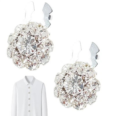 Button Covers For Women Bling Rhinestone Shirt Button Clips 2x Shirt - Image 1 of 4