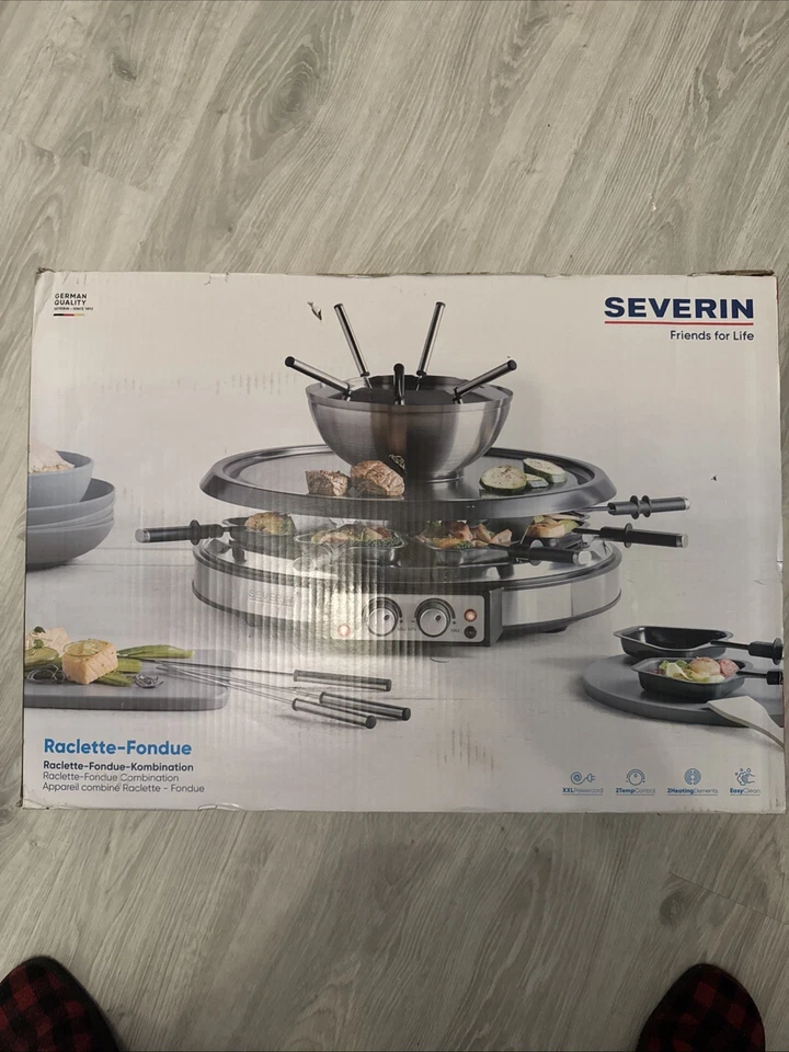 Severin RG 2348 1900W Raclette-Fondue Kombination - Edelstahl-Gebürstet-Schwarz - Bild 1 von 1