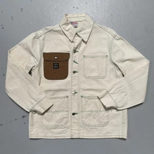 Vintage Pointer Brand Patchwork Denim Canvas Pocket Chore Jacket Made In USA M - Picture 1 of 11