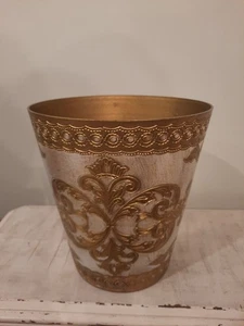 Cesta de basura de plástico vintage italiana florentina dorada Tole Italia - Imagen 1 de 11