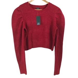 NWT Wild Fable cropped red sweater big shoulders sleeves WOMENS MEDIUM Target - Picture 1 of 6