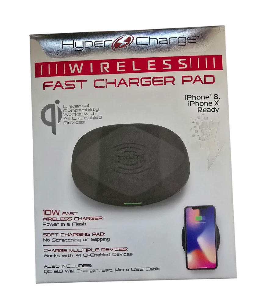 Hyper Charger Pad 10W Inalámbrico Incluye Cargador de Pared 3 Pies Cable micro USB Foto 1 de 4