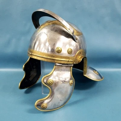 罗马百夫长金属头盔服装金色/银色无羽毛 — 第 1/4 张图片