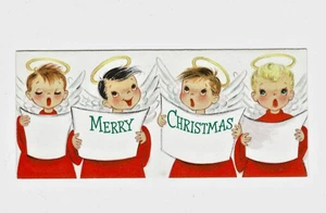 Darling Little Cherubs, Choir Boys Singing Carols Vintage Christmas Card! - Picture 1 of 3