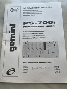 Gemini PS-700i Professional Mixer 2002 Bedienungsanleitung - Bild 1 von 5