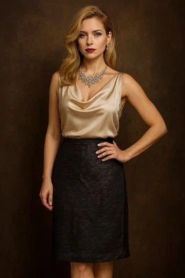 Falda Negra La Perla Talla UE 46 Glam Sofisticación Romántica Vancoulada Hecha en Italia Foto 1 de 4