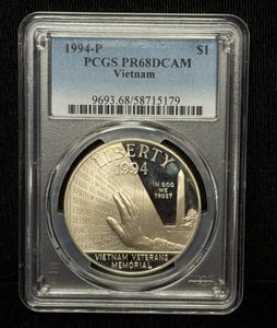 1994 P Vietnam US Commemorative One Dollar S$1 PCGS PR 68 DCAM -179 - Picture 1 of 2