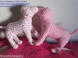 1) RARE NEW VICTORIA SECRET PINK 2004 WHITE TAG STRIPE POLKA DOT DOG COLLECTIBLE - Picture 1 of 16