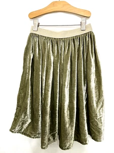 250089 Girls S 5-6 GYMBOREE Green Crushed Velvet Gathered Elastic Waist Skirt  - Picture 1 of 3