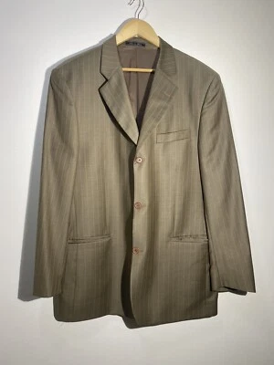 Blazer Traje Chaqueta Bachrach 44R Lana Moca Pin Rayas Forrado Hecho en Italia Foto 1 de 4