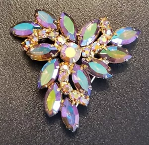 Beautiful, Vtg Juliana Aurora Borealis Rhinestone Brooch Swirly shape Pre-own - Picture 1 of 8