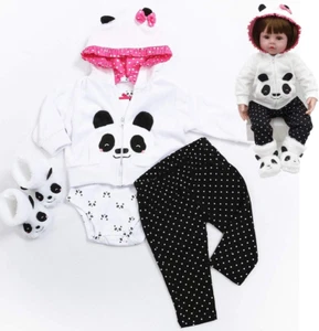 Reborn Baby Girl Dolls Clothes 18 Inch Panda Outfits Accesories for 17-19 Inch R - Picture 1 of 4