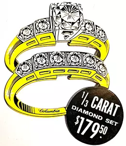 Anello Columbia Diamante 1/3 Carato Diamante Set 179,50 Cartone Pubblicità Pezzo - Foto 1 di 2
