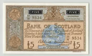 SCOTLAND 5 Pounds 1962, P-106a, Bank of Scotland, Superb Original EF Grade. J6 - Picture 1 of 2