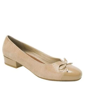 Ros Hommerson Tawnie Size 7.5 N NARROW Women's Leather Slip-On Pumps Nude Lizard - Picture 1 of 4
