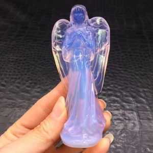 Natural Pink Opalite Crystal Quartz Carved Angel Figurine Healing Reiki Deco 1Pc - Picture 1 of 16