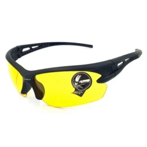 005 Cycling Sunglasses Bike UV400 Goggles Black Yellow Lens Night Vision - Picture 1 of 2