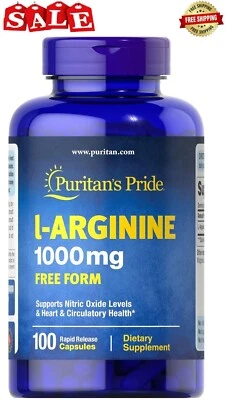 Puritan's Pride L-arginina 1000 mg cápsulas, 100 unidades, blanco Foto 1 de 4