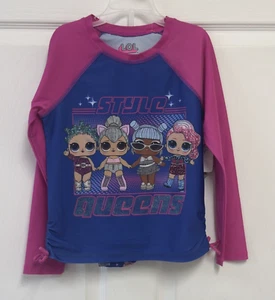 LOL Surprise 2 Piece Swim Set Long Sleeve Rashguard Blue Pink Girls Size 8 - Picture 1 of 5