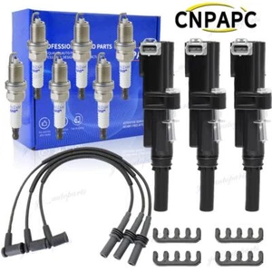 3X Ignition Coils & Spark Plug & Wire Set For Jeep Liberty Dodge Ram 1500 UF640 - Picture 1 of 13