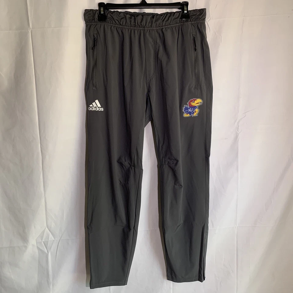 Adidas NCAA Kansas Jayhawks Woven Pants Gray GE2800 Mens Size Medium Aeroready