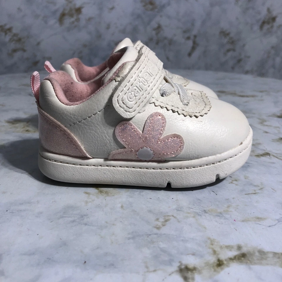 Zapatos deportivos Carter para niños pequeños jóvenes talla 3M blancos rosas cómodos informales bajos Foto 1 de 4