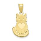 Real 10K Yellow Gold Laser Cut Cat with Heart Charm; Women &amp; Men