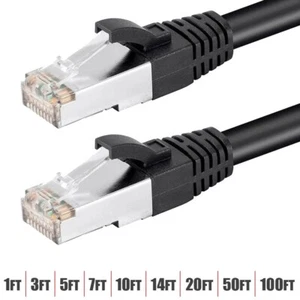 1-100FT Cat6 RJ45 Network Ethernet U/FTP Shield Patch Cable POE 550MHz Black LOT - Picture 1 of 13