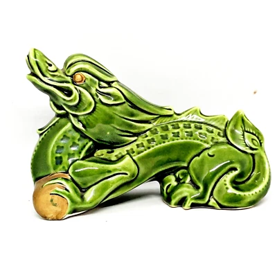 Japanese Ceramic Zodiac Dragon 辰 Statue Good Lucky Charm Okimono Deco Talisman - Изображение 1 из 4