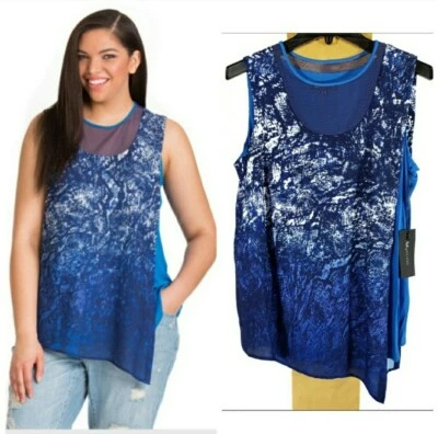 Camiseta sin mangas Mynt 1792 1X superpuesta azul degradado serpiente C Foto 1 de 4