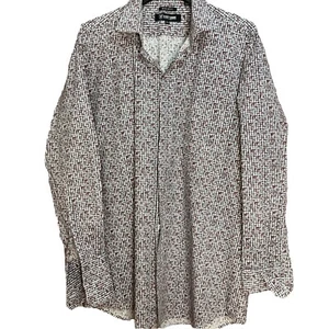 Stacy Adams French Cuff Dress Shirt Mens 18.5 36/37 EUC White Check Abstract - Picture 1 of 8