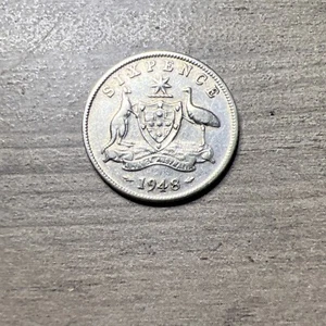 1948 SIXPENCE VERY RARE GRADE Key DATE Silver Coin - Picture 1 of 4