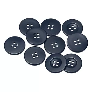 10pcs Resin Sewing Buttons 1" Round Flat 4-Hole Craft Buttons, Navy Blue - Picture 1 of 5