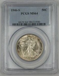 1946-S Walking Liberty Silver Half Dollar Coin 50c PCGS MS-64 Lightly Toned 1A