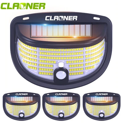4 Stk 198 LED Solarleuchte Solarlampe mit Bewegungsmelder Außen Fluter Strahler - Bild 1 von 4