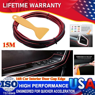 Tira de moldura de borde de puerta interior de automóvil de 16 pies para decoración accesorios rojos Foto 1 de 4