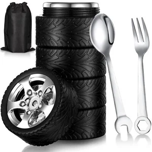 3 Pieces Tyre Water Bottle Gift for Man Stainless Steel Coffee Tea Mug with T... - Picture 1 of 6