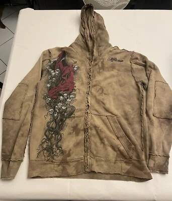 Редкая винтажная толстовка с капюшоном Affliction Grim Reaper на молнии размер средний - Изображение 1 из 2