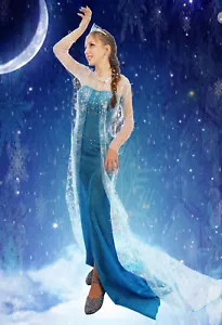 Mujer Frozen Princesa Elsa Disfraz Cosplay Fiesta Vestido Disfraz 8-16 - Imagen 1 de 1