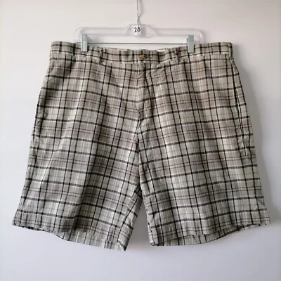 Bermudas a cuadros delanteras planas de tiro medio marrón Champions Tour para hombre talla 42 Foto 1 de 4