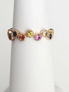 14K Roségold MEHRFARBIG REGENBOGEN SAPHIR Ring halbe Ewigkeit Band Größe 6,5 - Bild 1 von 12