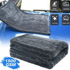 Toalla de secado de microfibra absorbente de agua para lavado de autos Dark Gary 24 x 36" 1500GSM nueva - Imagen 1 de 8