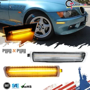Pair Clear Front Bumper Side Marker Lights For BMW E37 Z3 Roadster/M Coupe 96-02 - Picture 1 of 11