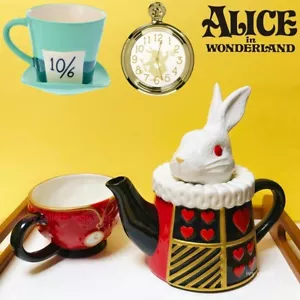 Alice in Wonderland White Rabbit Ceramic Teacup, Coffee Cup, Teapot - Picture 1 of 12