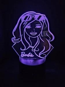 Barbie Doll 3D LED Night Light 16 Color Changing Acrylic W/ Remote & Base - Picture 1 of 12