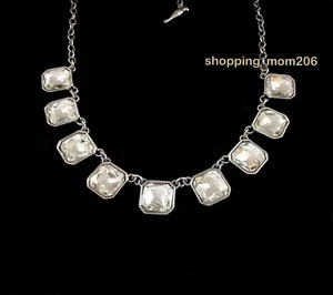 Chloe and Isabel Retro Glam Square Silver Tone w/Clear Cut Crystals Necklace - Picture 1 of 3