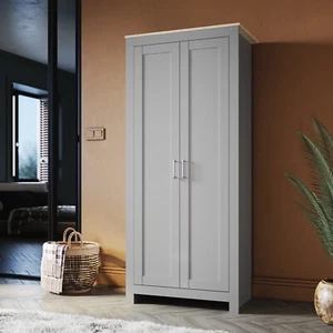 Foret Cabinet Wardrobe Clothes Rack Bedroom Storage Organiser 2 Doors Grey 180cm - Picture 1 of 15