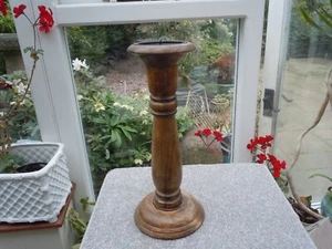 Tall Church Standing Solid Wood Pillar Candle Holder 36cm /14inch High - Picture 1 of 7